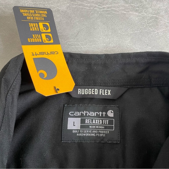 NEW Carhartt Rugged Flex Black Canvas Work Shirt with Embroidered Logo - Picture 3 of 7